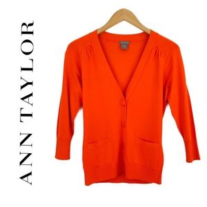 Ann Taylor Deep Orange Cardigan